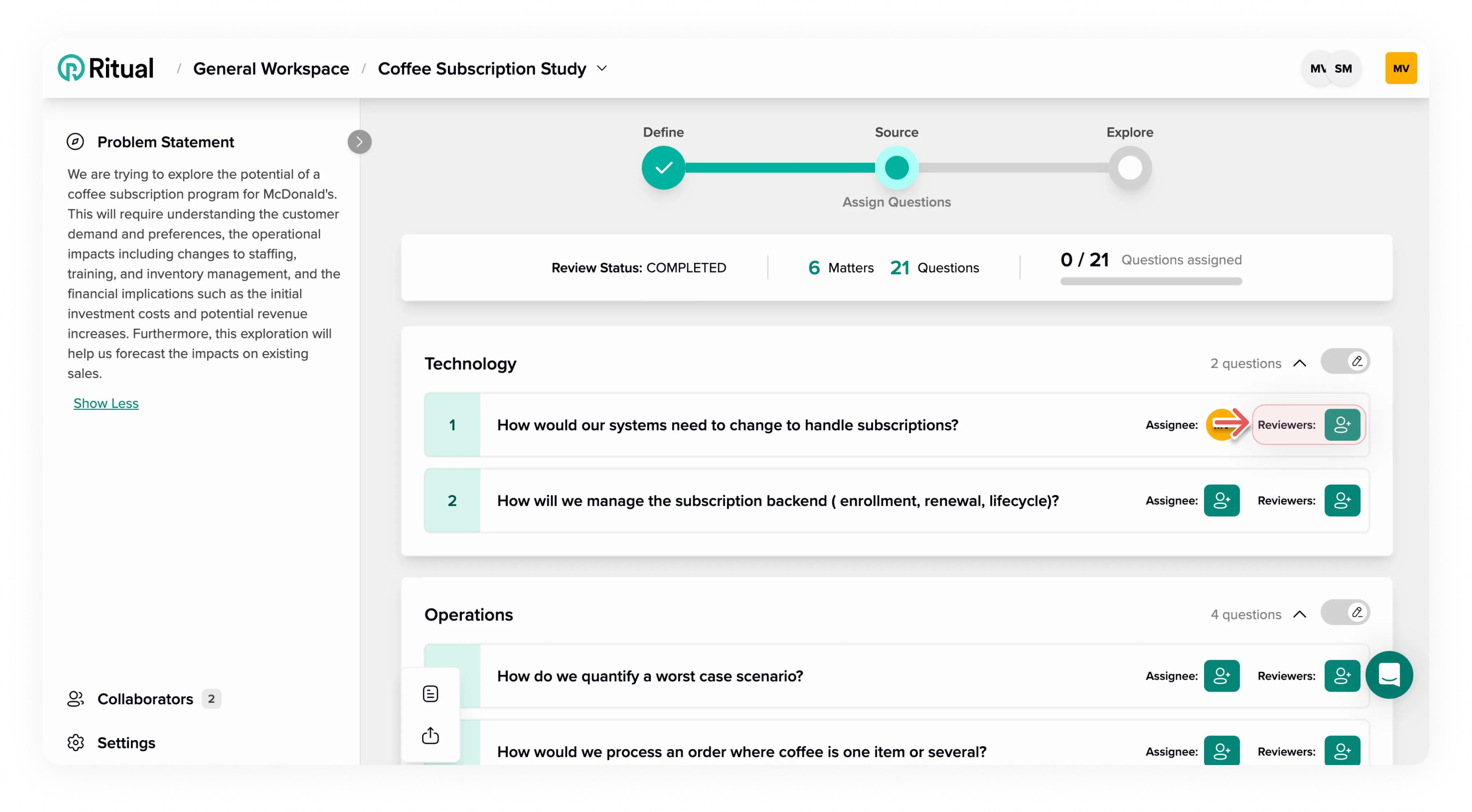 Assign reviewer to question