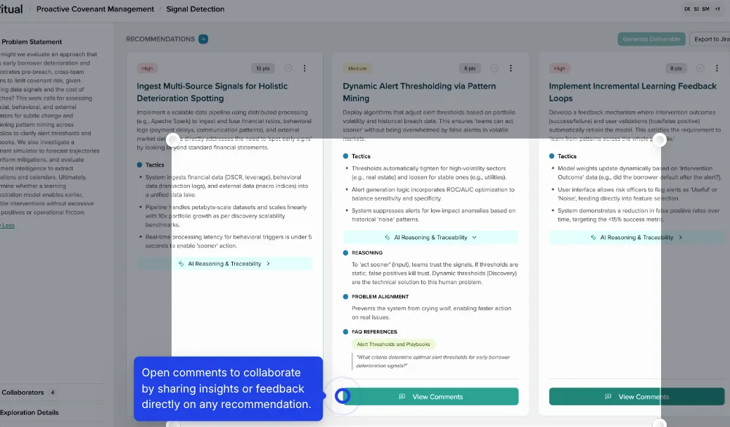 The comments interface for collaborative feedback Comments Panel